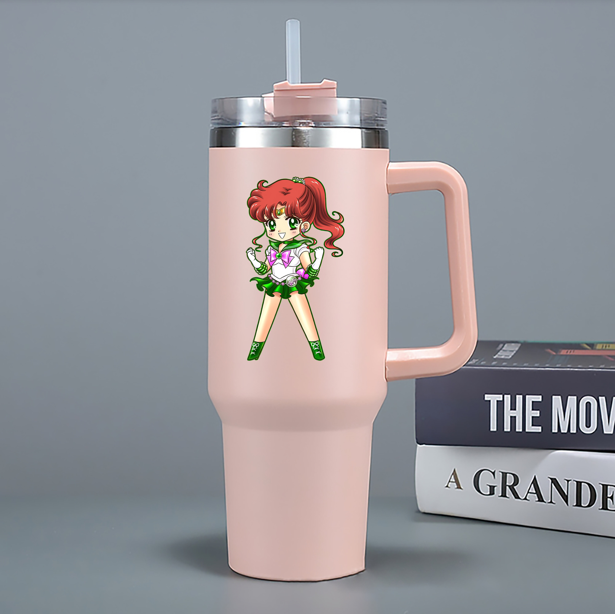 （画像用） 美少女戦士セーラームーン 木野 まこと きの まこと Sailor Moon Kino Makoto （セーラージュピター；Sailor Jupiter） 1200mL車用タンブラー - クリスタルステッカー（プラスチックストロー付き）